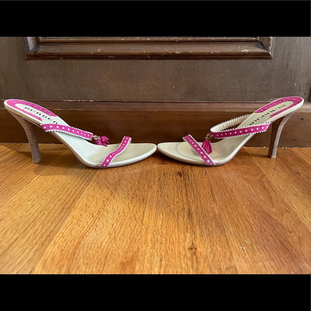 Vintage Burberry Heeled Slide Sandals - Picture 2 of 4